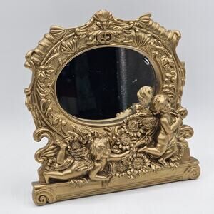 Ornate Gold Cherub Mirror Baroque Resin Frame